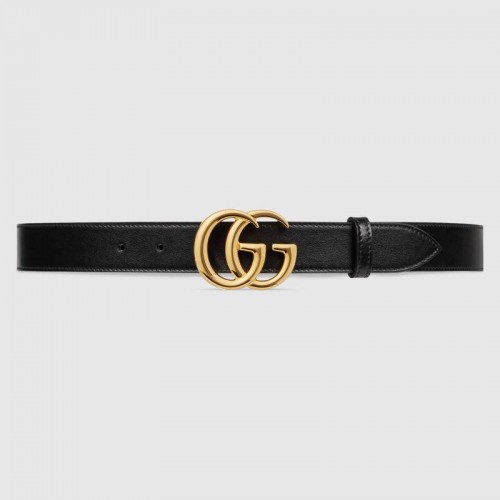 Gucci GG Marmont leather belt with shiny buckle